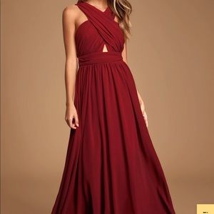 Lulu Divine Inspiration Burgundy Halter Maxi Dress